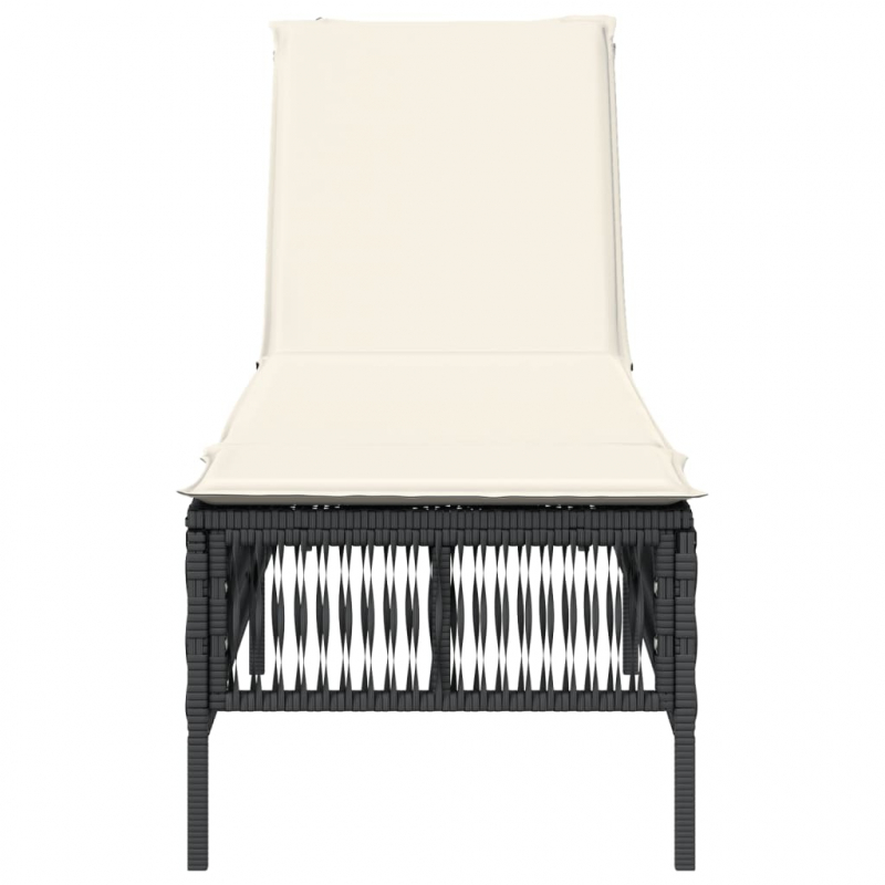 Sonnenliege mit Auflage Schwarz Poly-Rattan