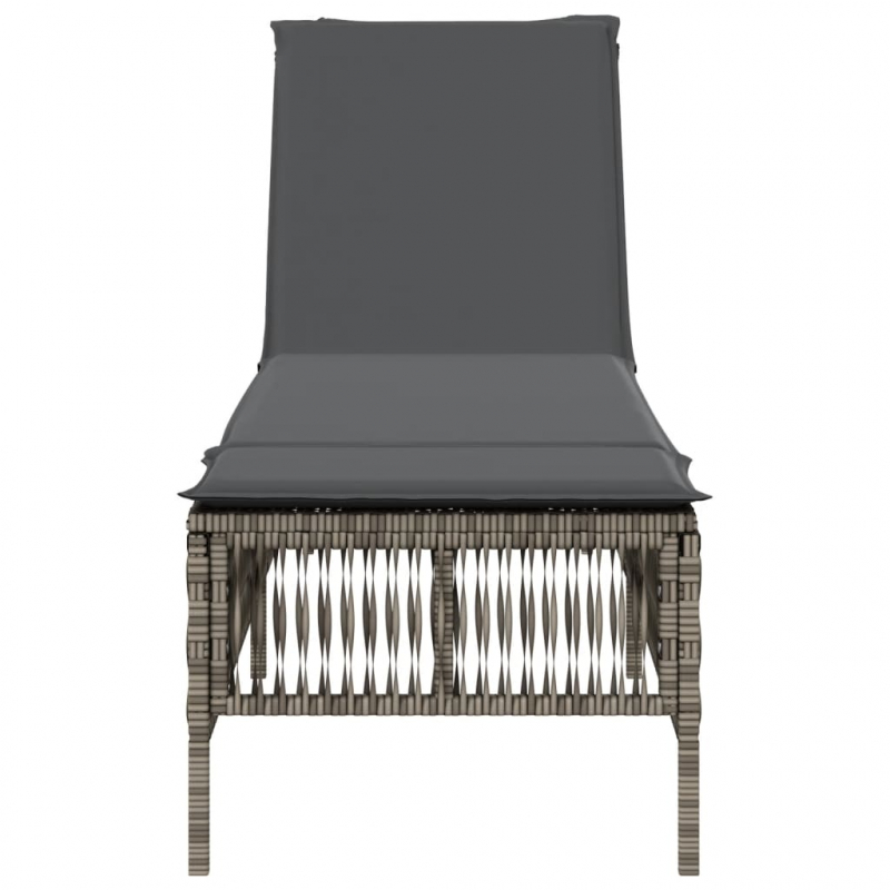 Sonnenliege mit Auflage Grau Poly Rattan