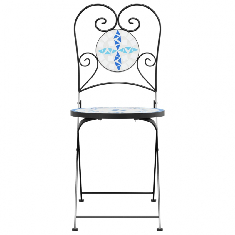 Bistrostühle 2 Stk. Klappbar Blau und Weiß Keramik