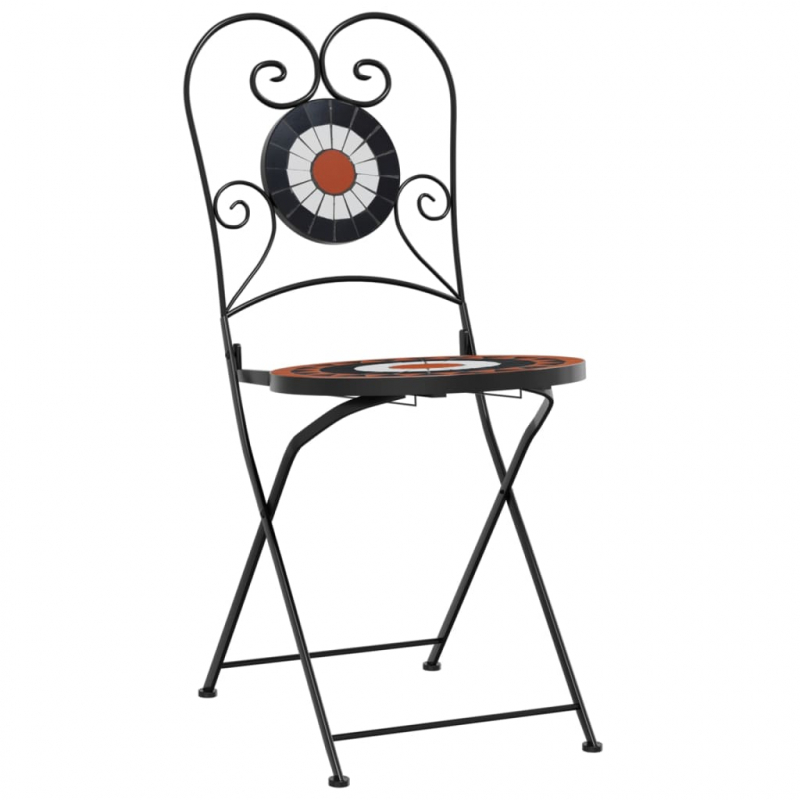 Bistrostühle 2 Stk. Klappbar Terrakottarot und Weiß Keramik