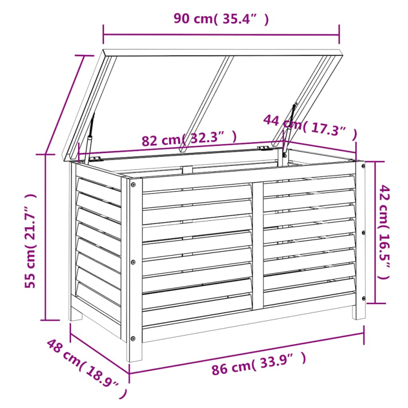 Gartenbox 90x48x55 cm Massivholz Eukalyptus