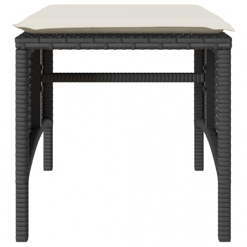 Gartensofa 2-Sitzer mit Tisch und Hockern Schwarz Poly Rattan