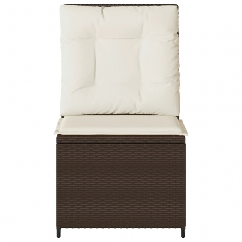 Gartensessel mit Liegefunktion und Kissen Braun Poly Rattan