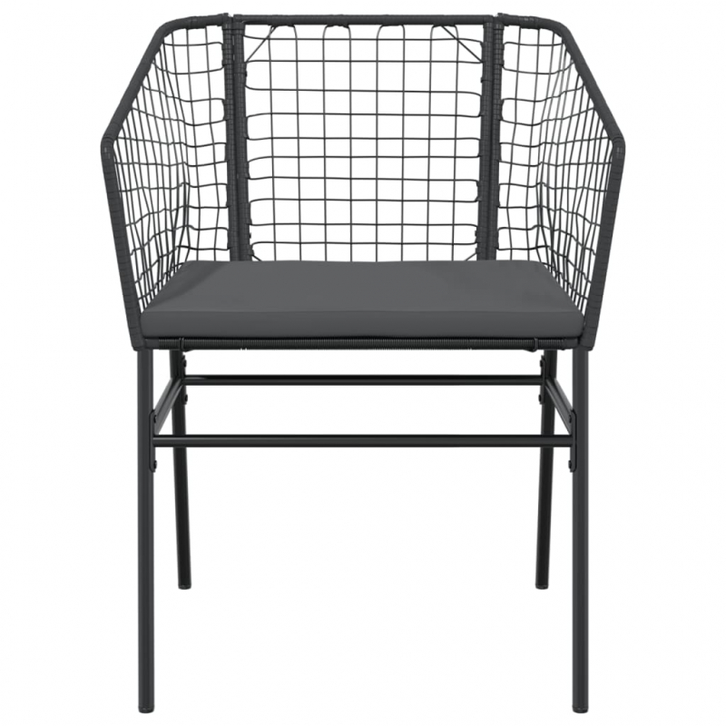 Gartenstühle 2 Stk. mit Kissen Schwarz Poly Rattan