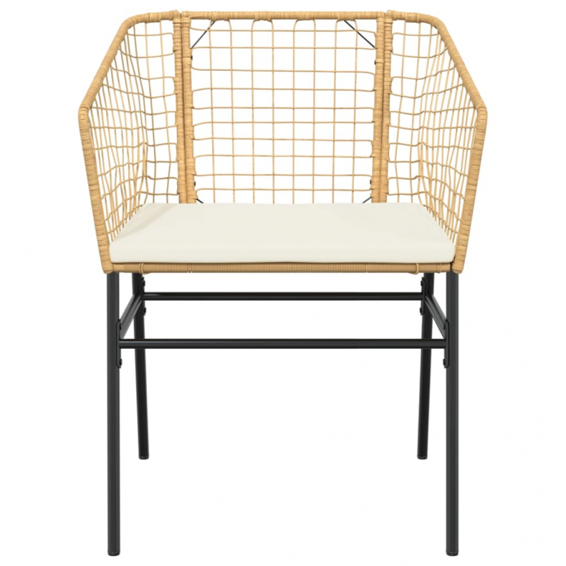 Gartenstühle 2 Stk. mit Kissen Braun Poly Rattan