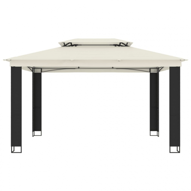 Pavillon mit Doppeldach Creme 3,94x2,96 m Stahl