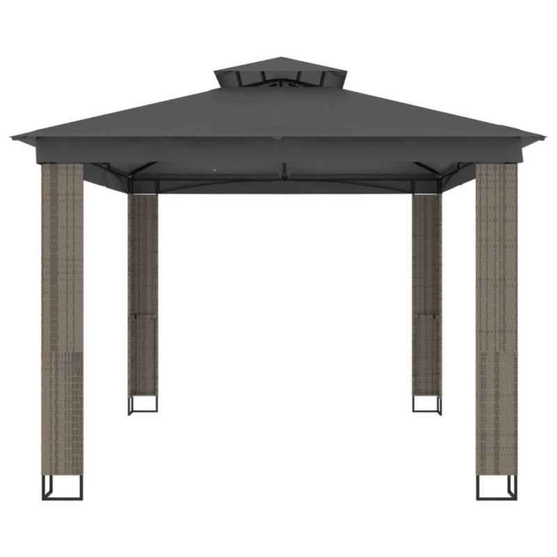 Pavillon mit Doppeldach Anthrazit 3,94x2,96 m Stahl