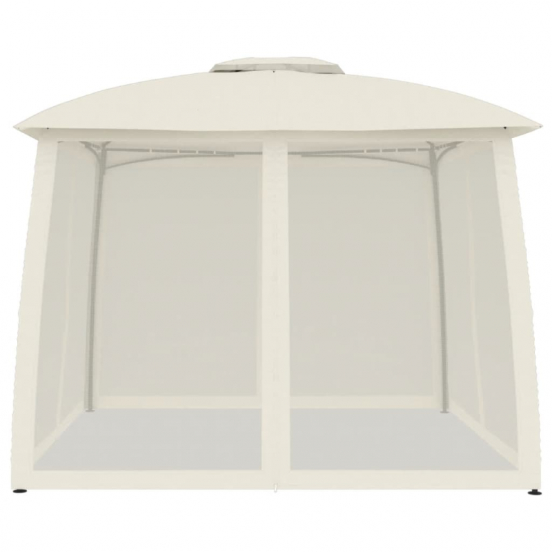 Pavillon mit Doppeldach & Netzwänden Creme 2,93x2,93 m Stahl