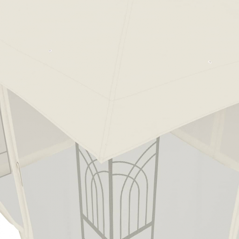 Pavillon mit Doppeldach & Netzwänden Creme 2,94x2,94 m Stahl