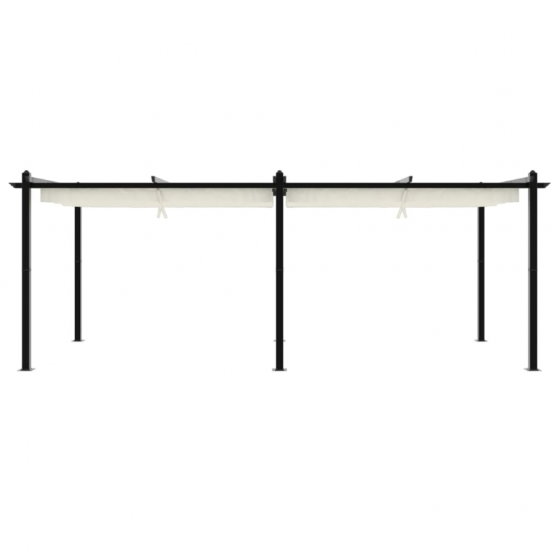 Gartenpavillon mit Ausziehbarem Dach Creme 3x6 m Aluminium