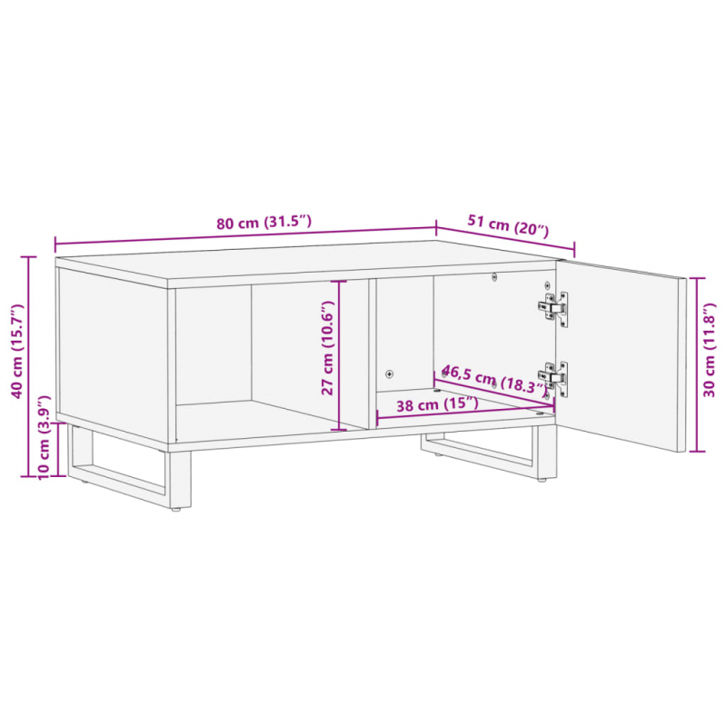 Couchtisch 80x51x40 cm Massivholz Akazie