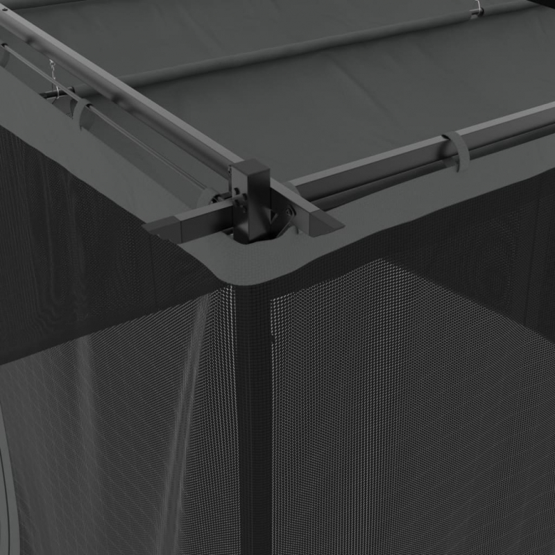 Pavillon mit Netzwänden Anthrazit 3x3 m Stahl