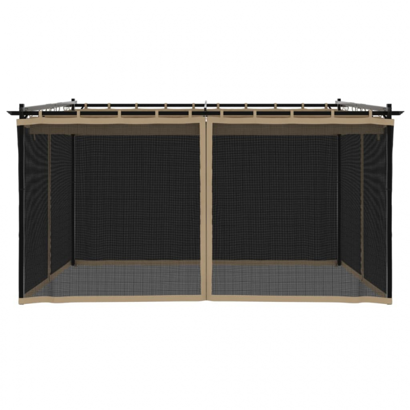 Pavillon mit Netzwänden Taupe 4x3 m Stahl