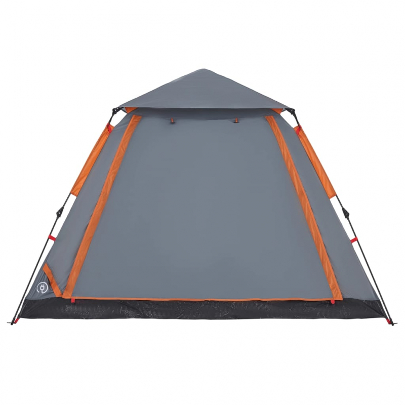 Kuppel-Campingzelt 5 Personen Grau und Orange Quick Release
