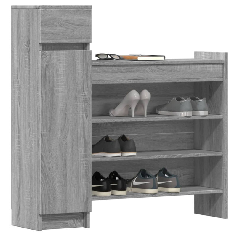 Schuhschrank Grau Sonoma 100,5x28x100 cm Holzwerkstoff