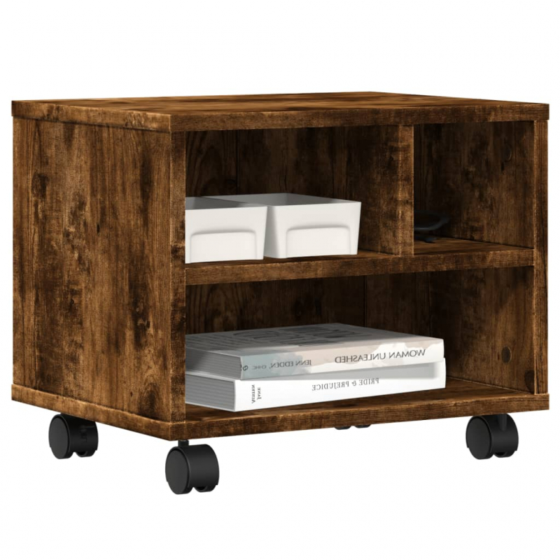 Druckerständer mit Rollen Räuchereiche 41x32x34,5 cm