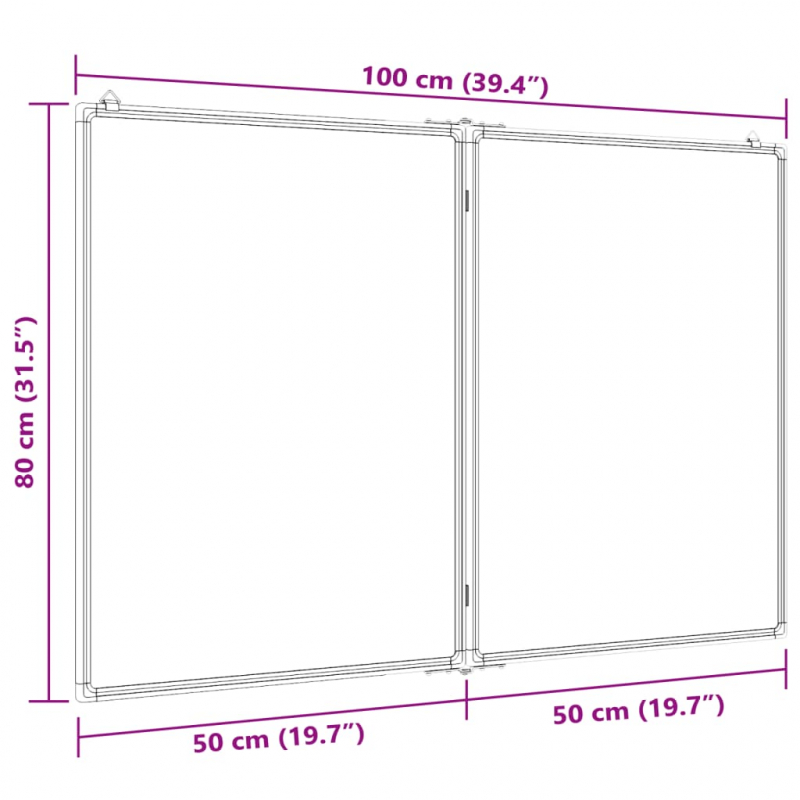 Magnetisches Whiteboard Klappbar 100x80x1,7 cm Aluminium