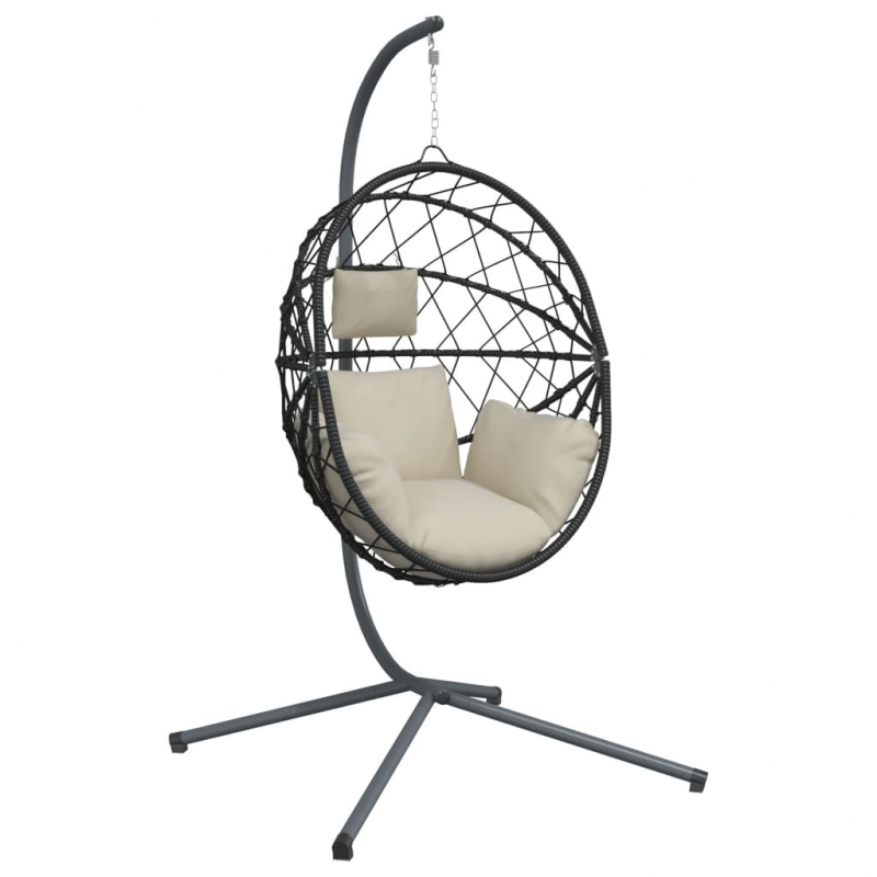 Hängesessel Ei-Design mit Ständer Beige Rattan und Stahl
