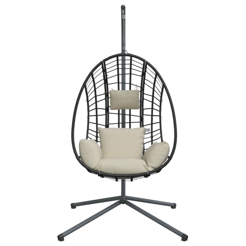 Hängesessel Ei-Design mit Ständer Beige Rattan und Stahl