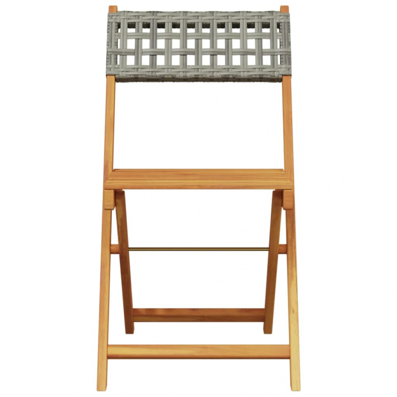 Gartenstühle 6 Stk. Klappbar Grau Poly Rattan & Massivholz