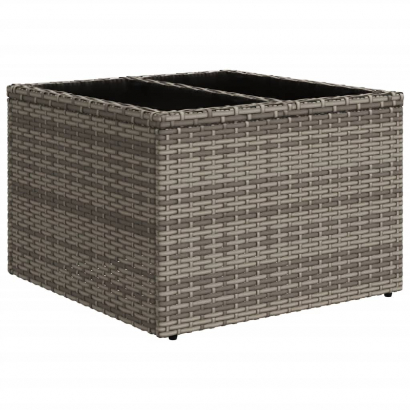 11-tlg. Garten-Sofagarnitur mit Kissen Grau Poly Rattan
