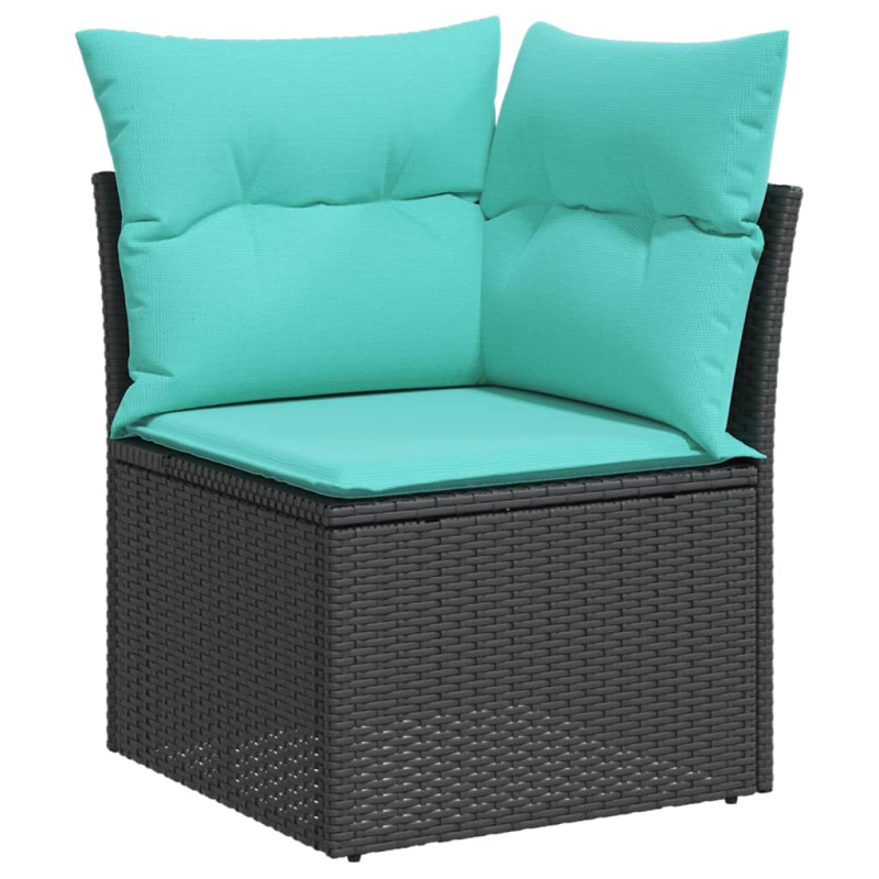 10-tlg. Garten-Sofagarnitur mit Kissen Schwarz Poly Rattan