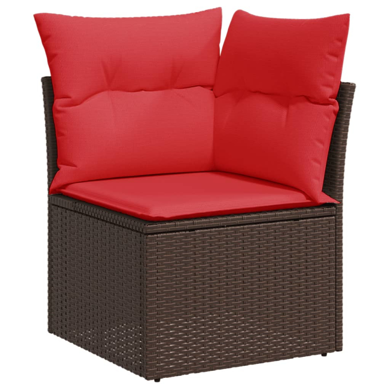 10-tlg. Garten-Sofagarnitur mit Kissen Braun Poly Rattan