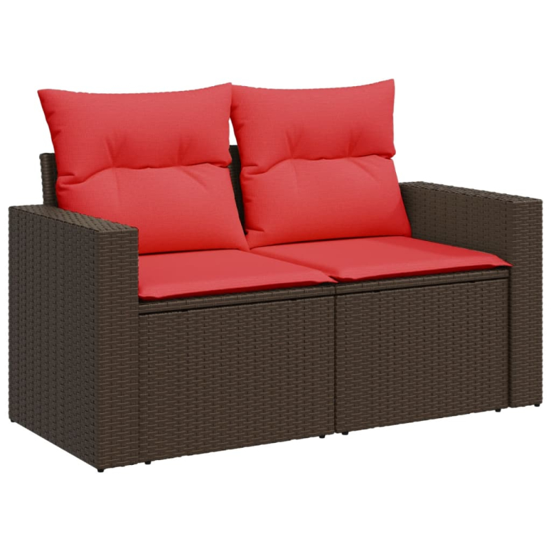 11-tlg. Garten-Sofagarnitur mit Kissen Braun Poly Rattan