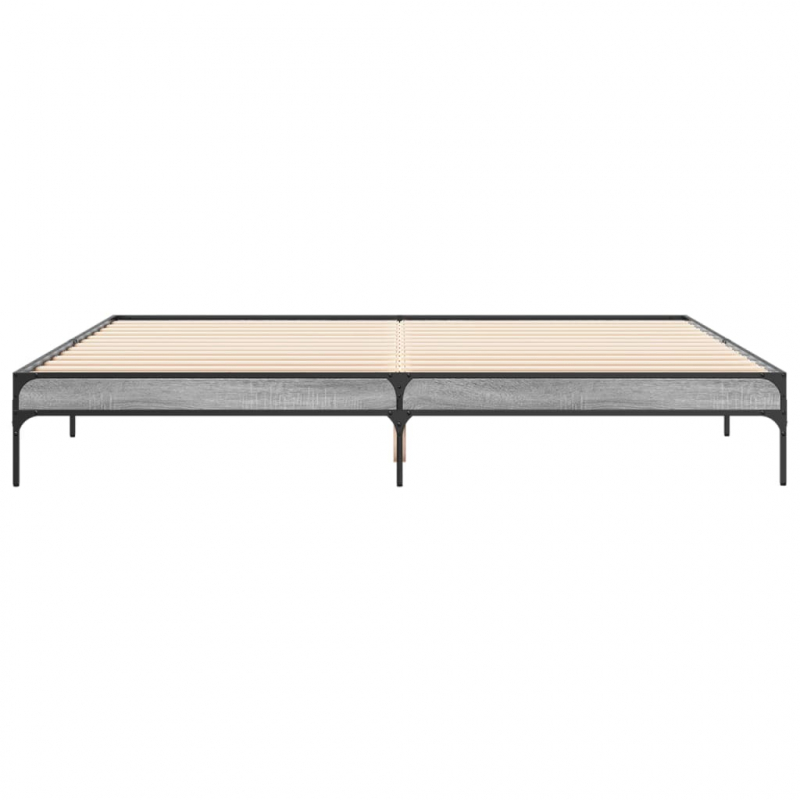 Bettgestell Grau Sonoma 200x200 cm Holzwerkstoff und Metall