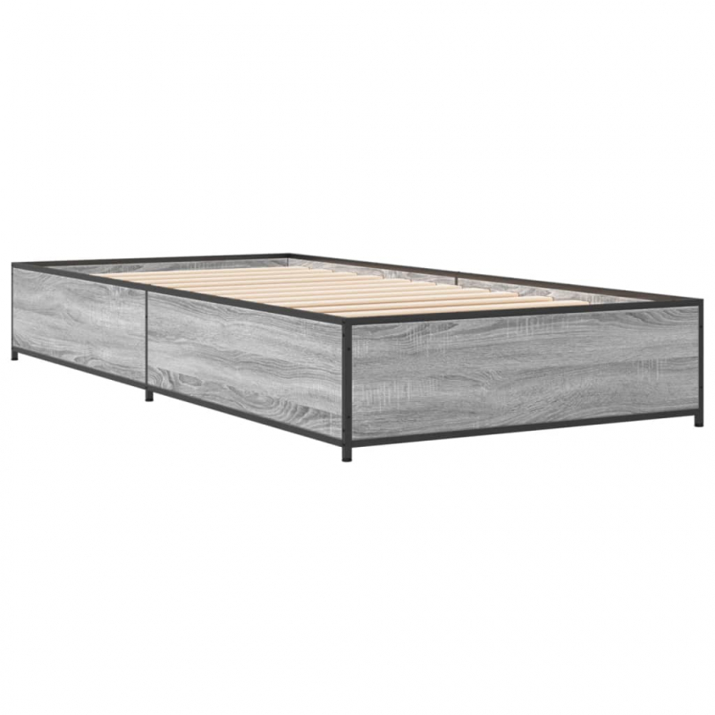 Bettgestell Grau Sonoma 90x190 cm Holzwerkstoff und Metall