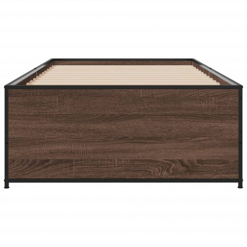 Bettgestell Braun Eichen-Optik 90x190 cm Holzwerkstoff Metall