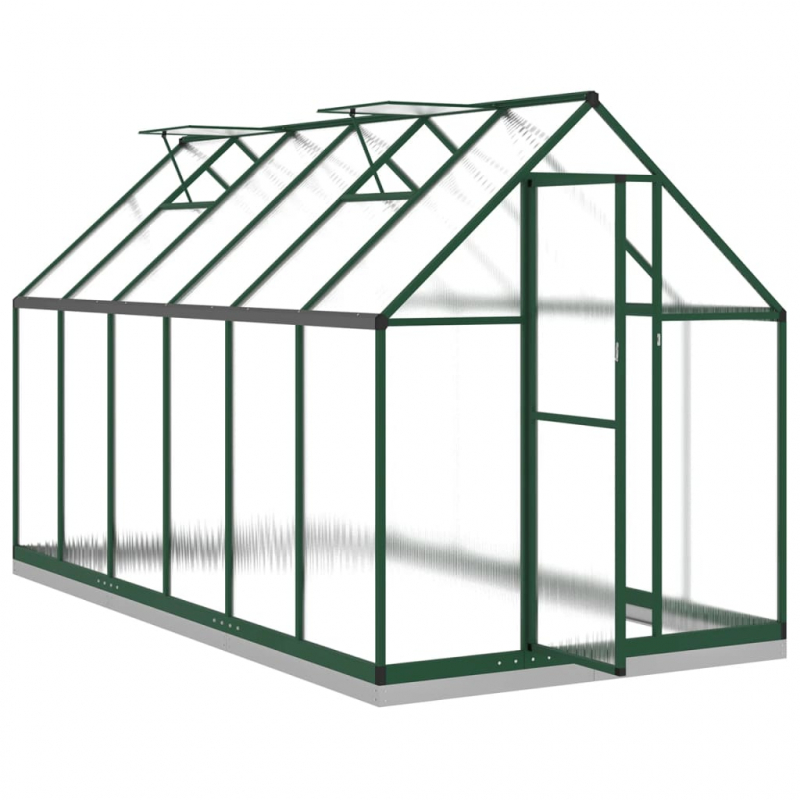 Gewächshaus mit Fundamentrahmen Grün 334x169x202 cm Aluminimum