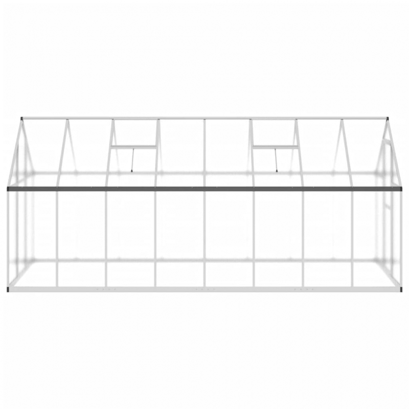 Gewächshaus mit Fundamentrahmen Silber 445x169x195cm Aluminimum