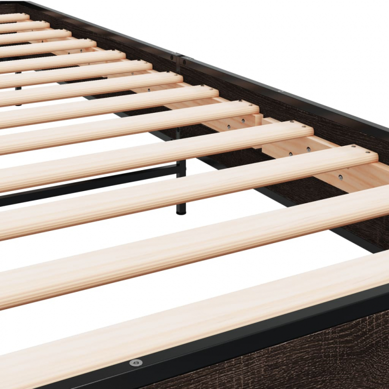 Bettgestell Braun Eichen-Optik 90x190 cm Holzwerkstoff Metall