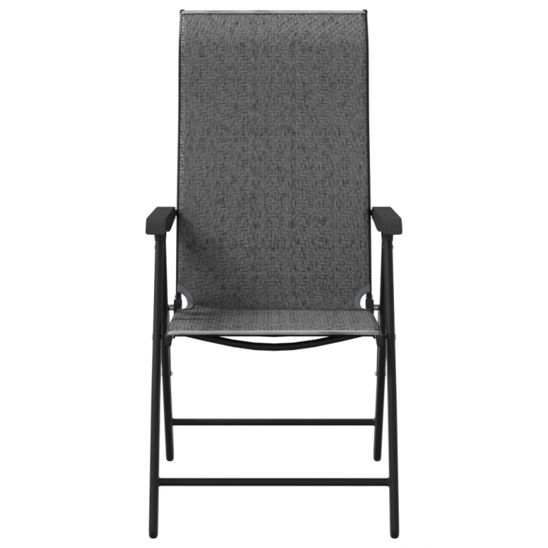 Gartenstühle 4 Stk. Klappbar Grau Poly Rattan