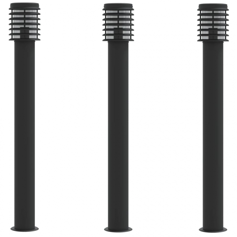 Wegeleuchten 3 Stk. Schwarz 110 cm Edelstahl