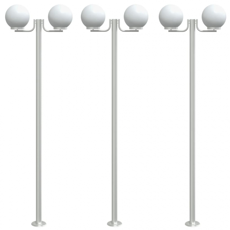 Wegeleuchten 3 Stk. Silbern 215 cm Edelstahl