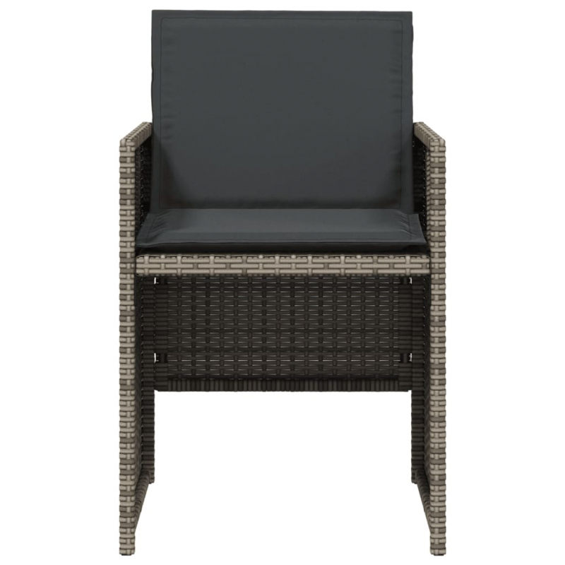 Gartenstühle mit Kissen 4 Stk. Grau Poly Rattan