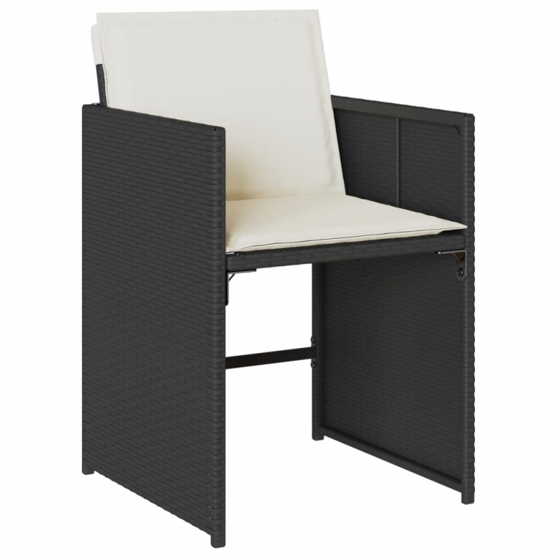 Gartenstühle mit Kissen 4 Stk. Schwarz Poly Rattan