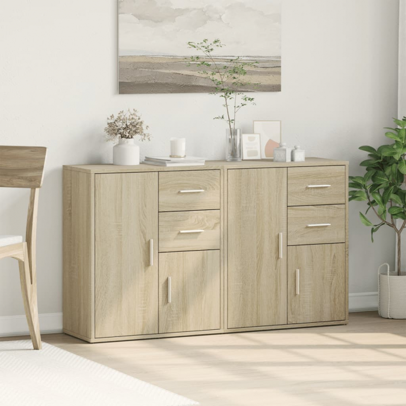 Sideboards 2 Stk. Sonoma-Eiche 60x31x70 cm Holzwerkstoff