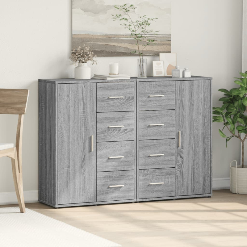 Sideboards 2 Stk. Grau Sonoma 60x31x84 cm Holzwerkstoff