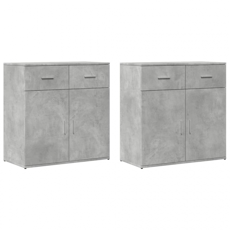 Sideboards 2 Stk. Betongrau 79x38x80 cm Holzwerkstoff
