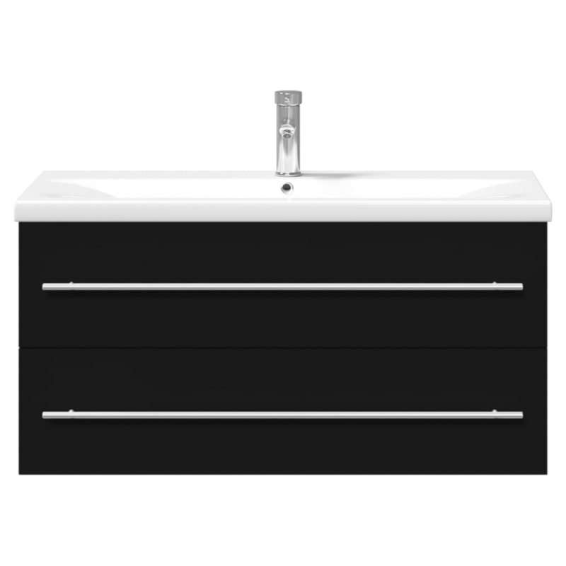 Waschbeckenunterschrank mit Einbaubecken Schwarz