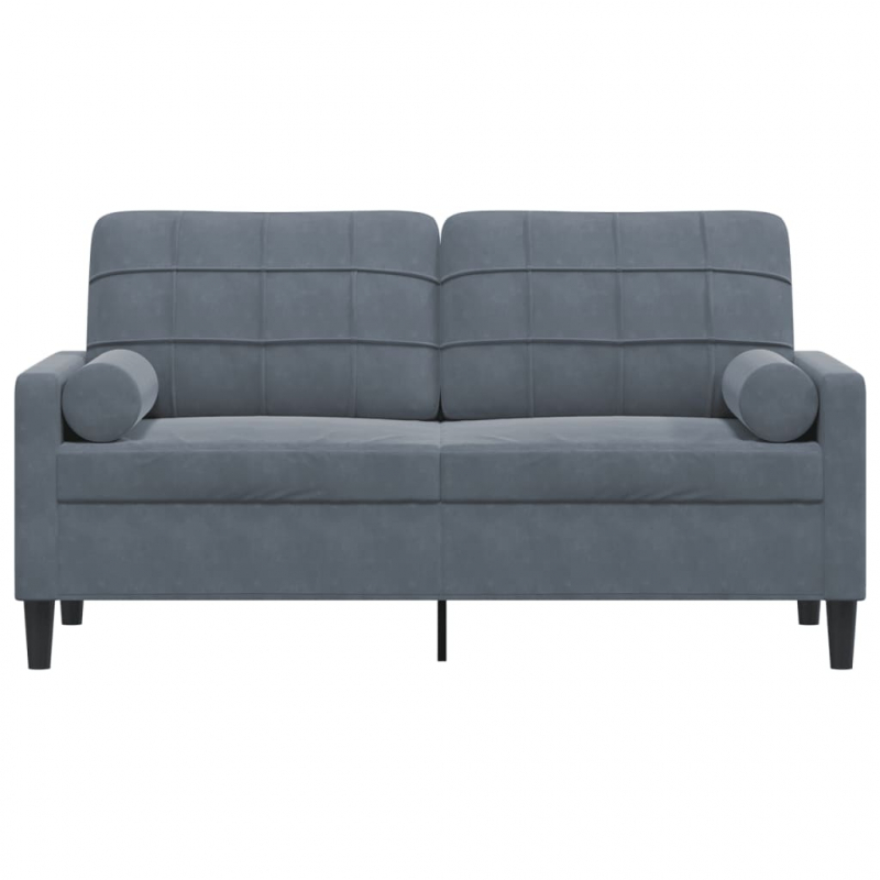 2-Sitzer-Sofa mit Zierkissen Dunkelgrau 140 cm Samt