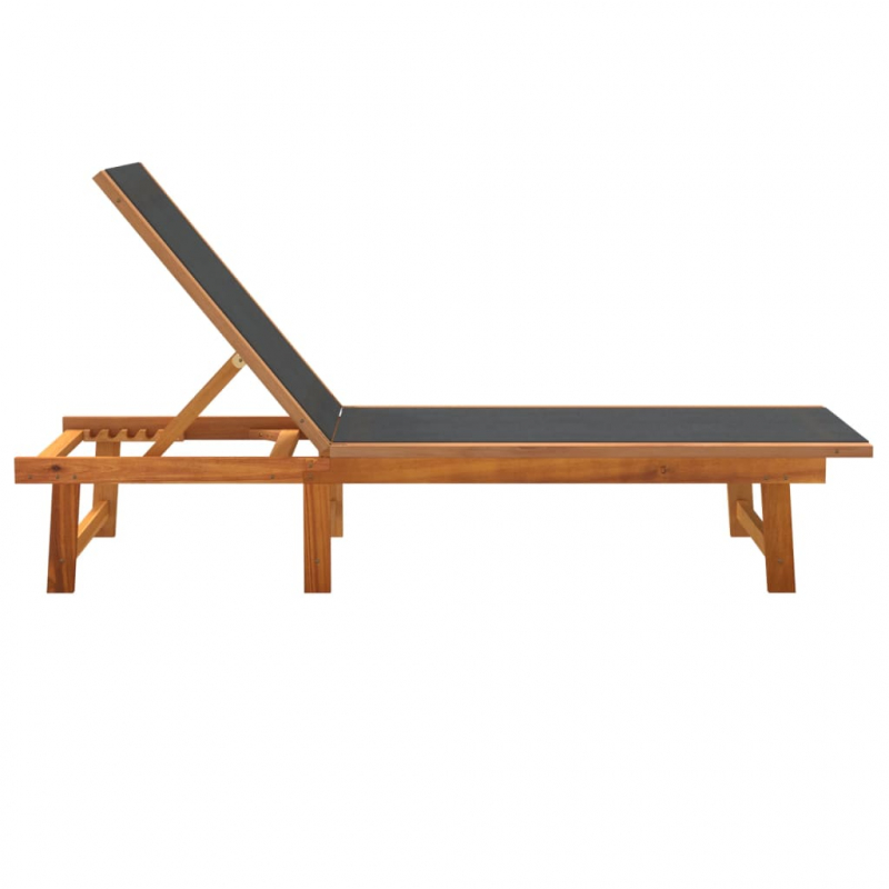 Sonnenliegen 2 Stk. Schwarz Massivholz Akazie und Textilene