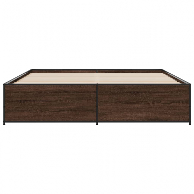 Bettgestell Braun Eichen-Optik 200x200 cm Holzwerkstoff Metall