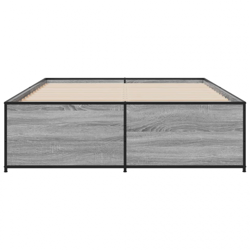 Bettgestell Grau Sonoma 135x190 cm Holzwerkstoff und Metall