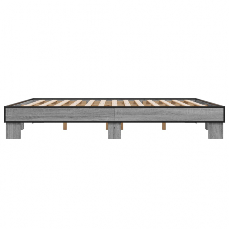 Bettgestell Grau Sonoma 200x200 cm Holzwerkstoff und Metall