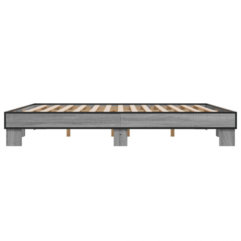 Bettgestell Grau Sonoma 160x200 cm Holzwerkstoff und Metall