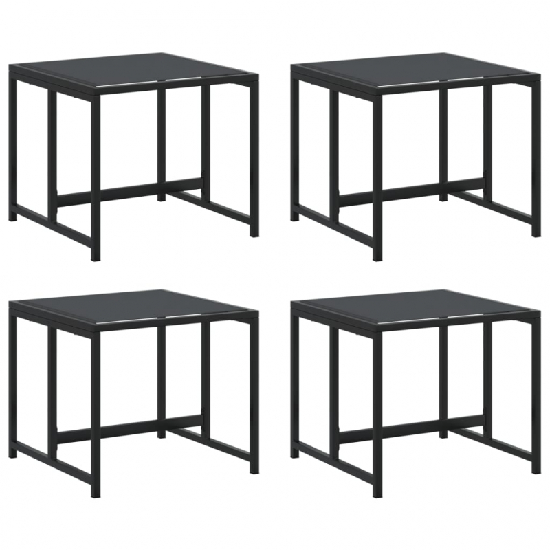 Gartenhocker 4 Stk. Schwarz Stahl und Textilene